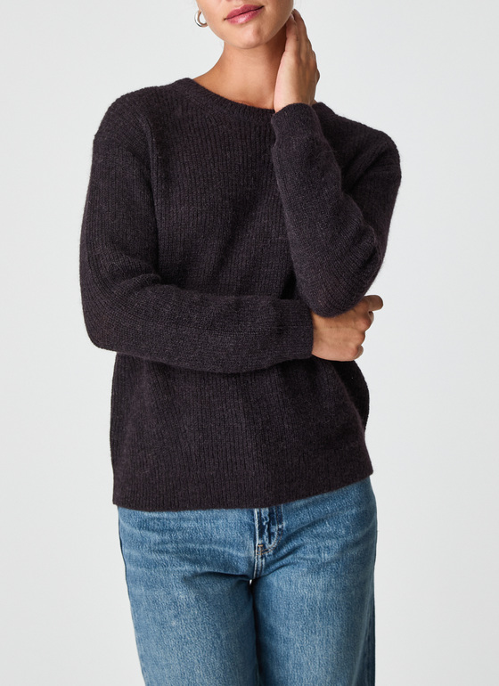Pullover Rundhals 1/1 Arm Dark Espresso Frontansicht
