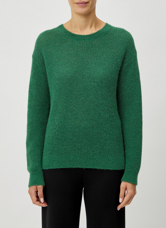 Pullover Rundhals 1/1 Arm Bottle Green Frontansicht