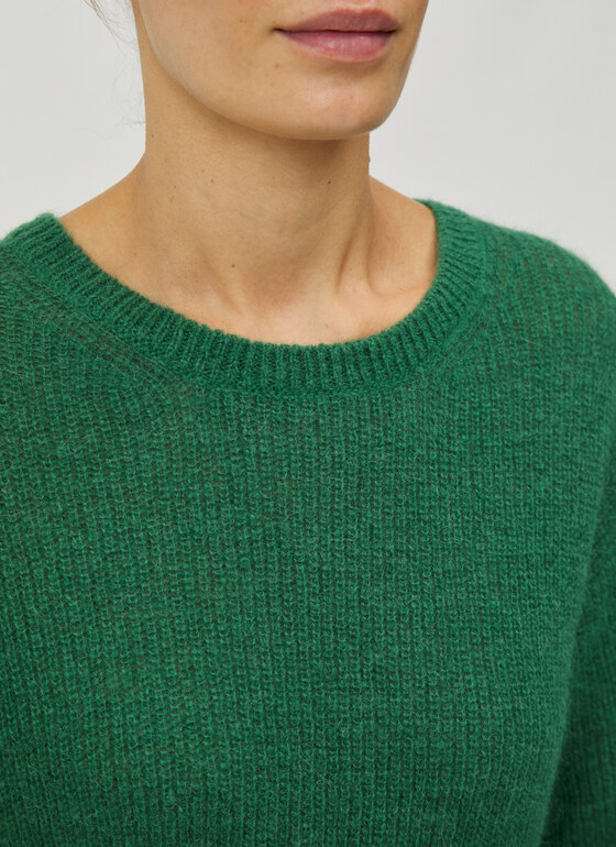 Pullover Rundhals 1/1 Arm Bottle Green Frontansicht