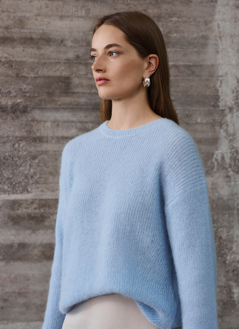 Pullover Rundhals 1/1 Arm, Blue Fountain Frontansicht