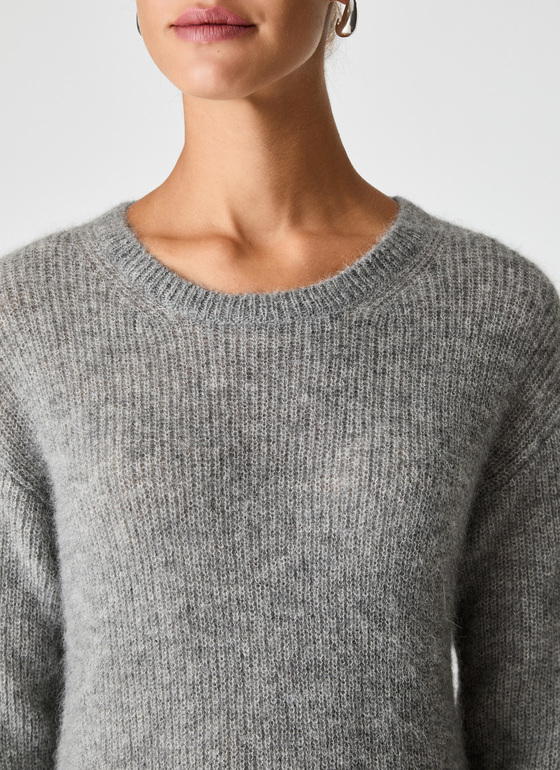 Pullover Rundhals 1/1 Arm Granite Grey Frontansicht