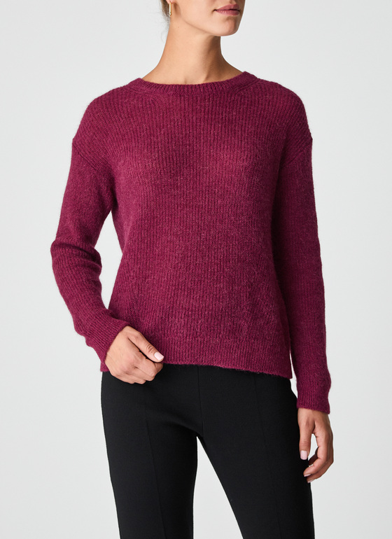 Pullover Rundhals 1/1 Arm Bordeaux Frontansicht