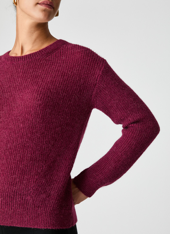 Pullover Rundhals 1/1 Arm Bordeaux Frontansicht