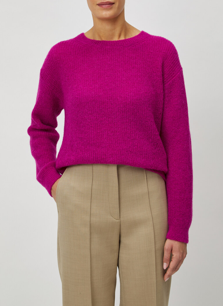 Pullover Rundhals 1/1 Arm, Vivid Orchid Frontansicht