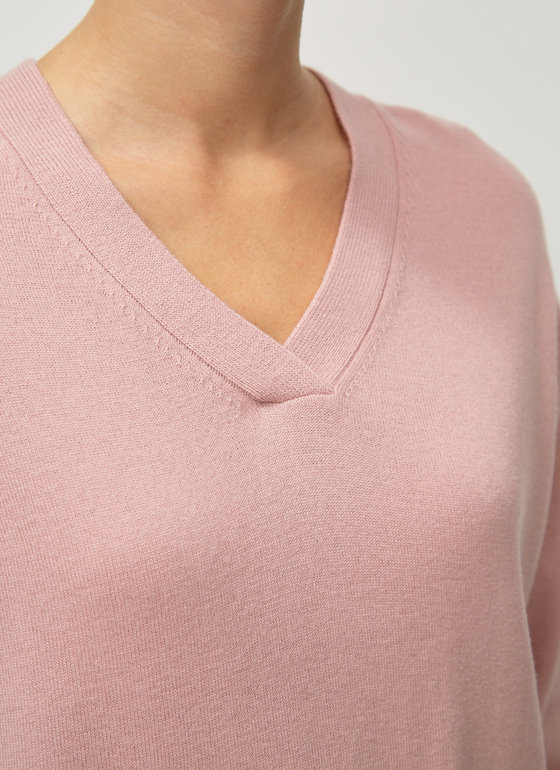 Pullover V-Ausschnitt 1/1 Arm Rosé Frontansicht