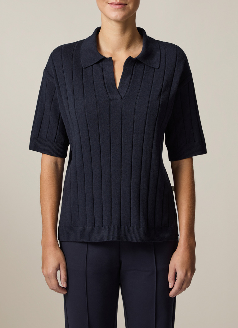 Pullover Polo 1/2 Arm, Navy Frontansicht