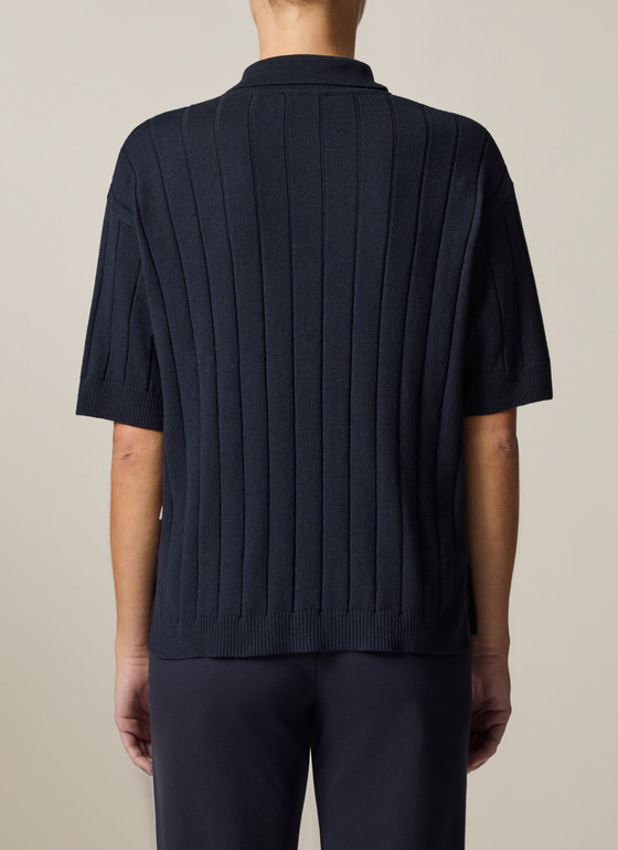 Pullover Polo 1/2 Arm Navy Frontansicht