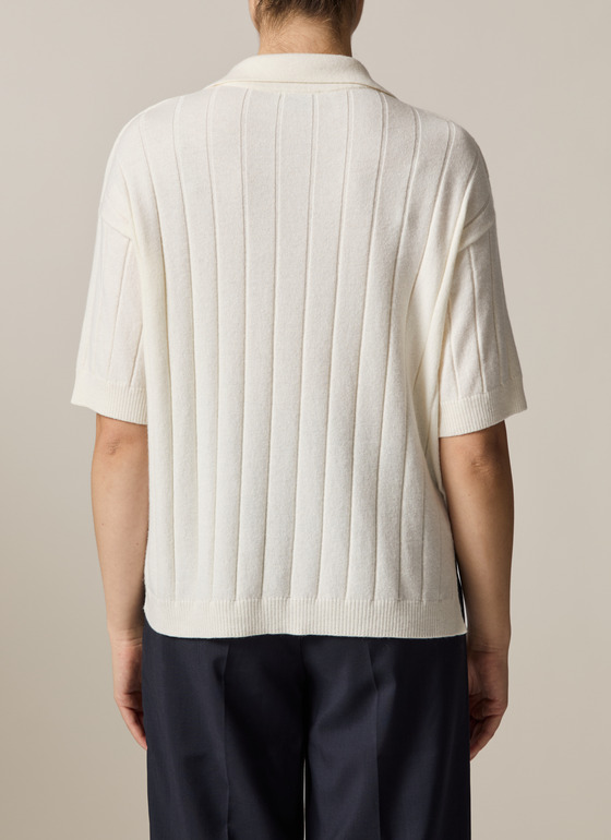 Pullover Polo 1/2 Arm New White Frontansicht