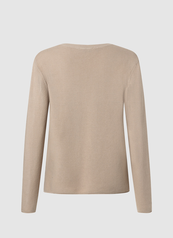 Pullover Rundhals 1/1 Arm Beach Brown Frontansicht