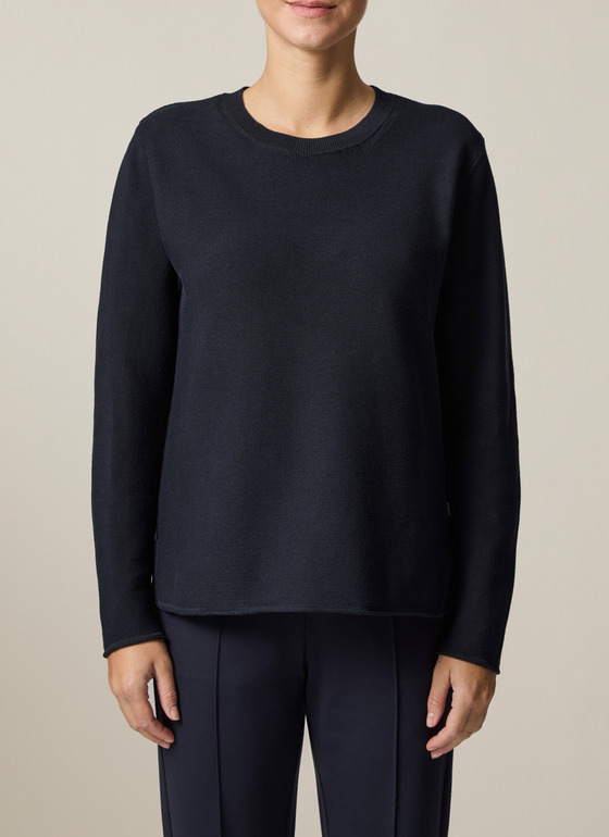 Pullover Rundhals 1/1 Arm Navy Frontansicht