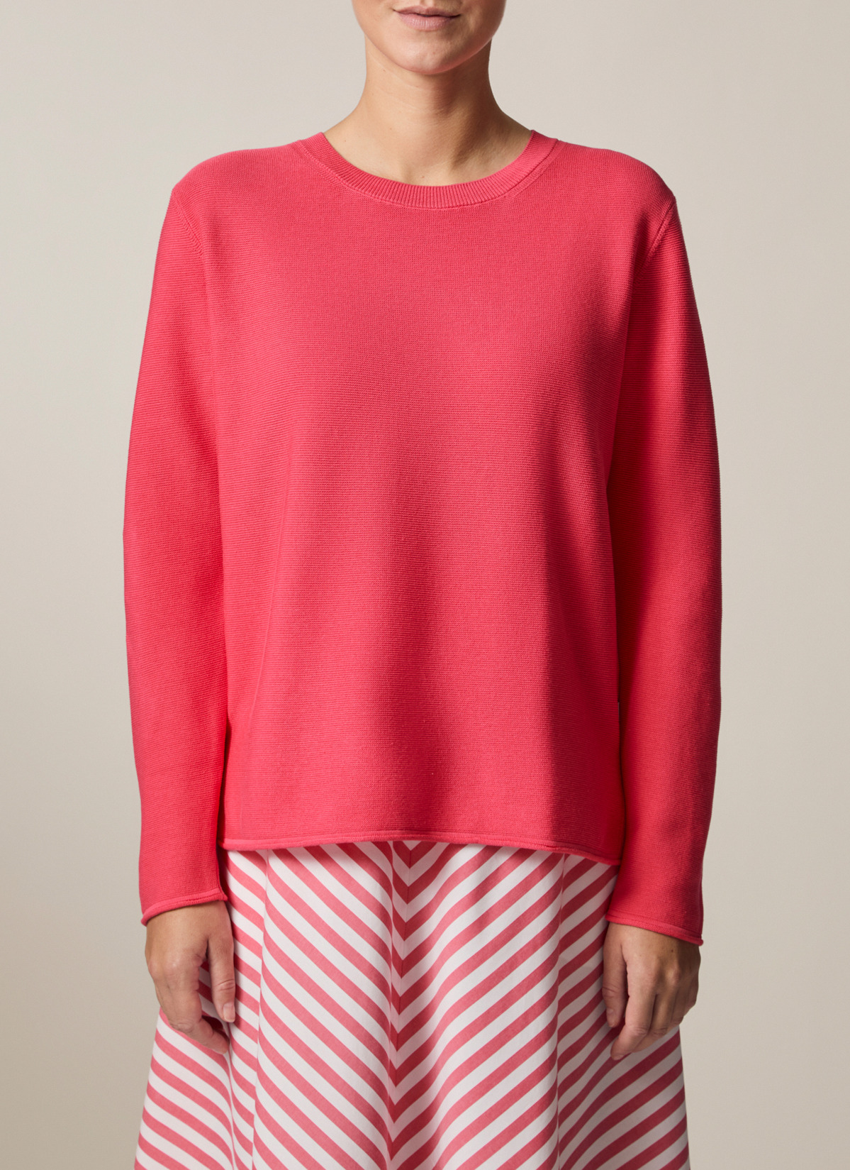 Pullover Rundhals 1/1 Arm, Hibiscus Frontansicht