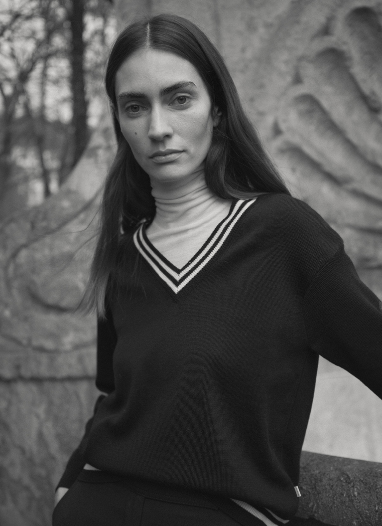 V-Ausschnitt PulloverNavy Frontansicht