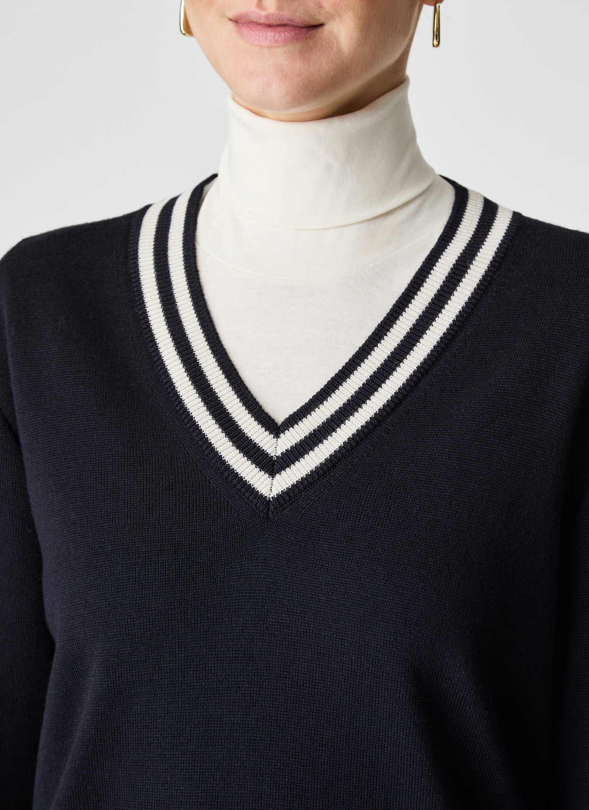 Pullover V-Ausschnitt 1/1 Arm, Navy Detailansicht 2