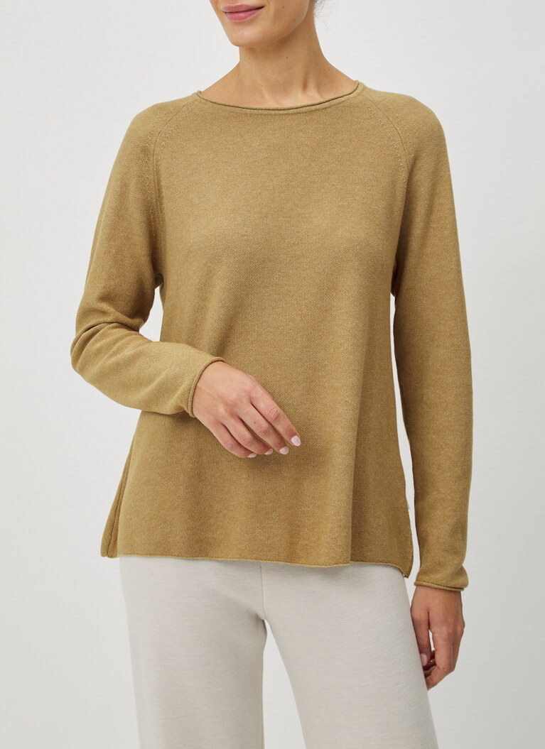 Pullover Rundhals 1/1 Arm, Camel Frontansicht