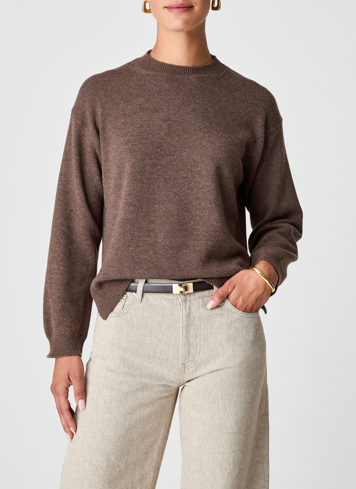 Pullover Rundhals 1/1 Arm, Hardwood Frontansicht