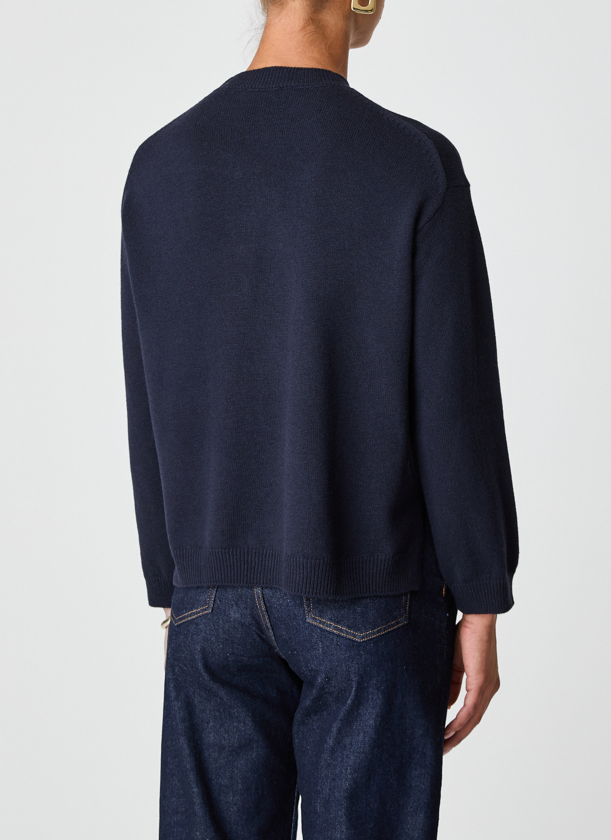 Pullover Rundhals 1/1 Arm, Navy Rückansicht