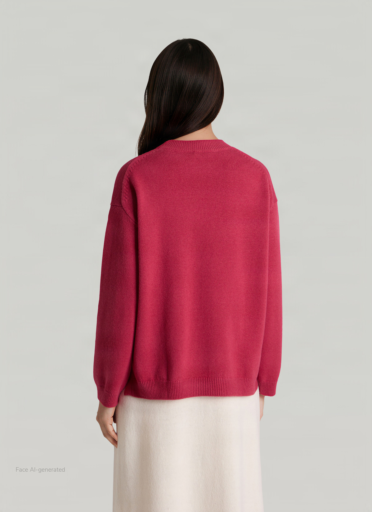 Pullover Rundhals 1/1 Arm, Peony Red Rückansicht