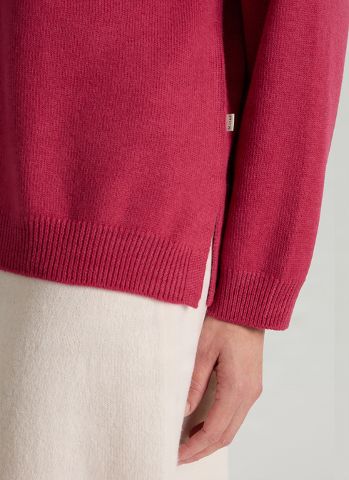 Pullover Rundhals 1/1 Arm, Peony Red Detailansicht 1