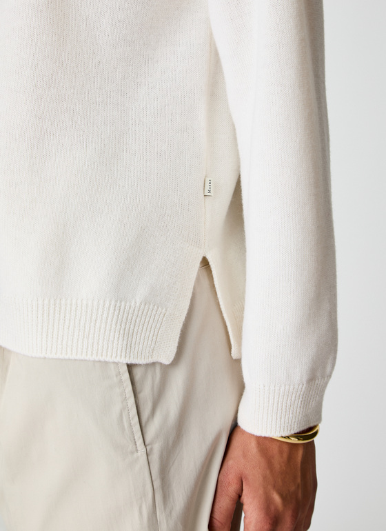 Pullover Rundhals 1/1 Arm New White Frontansicht