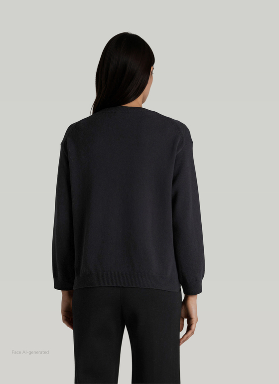 Pullover Rundhals 1/1 Arm Black Frontansicht