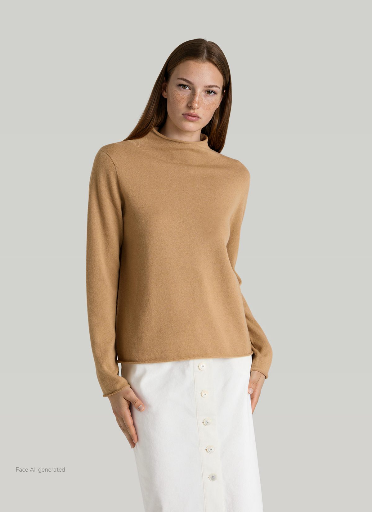 Pullover Stehkragen 1/1 Arm, Pumpkin Spice Frontansicht