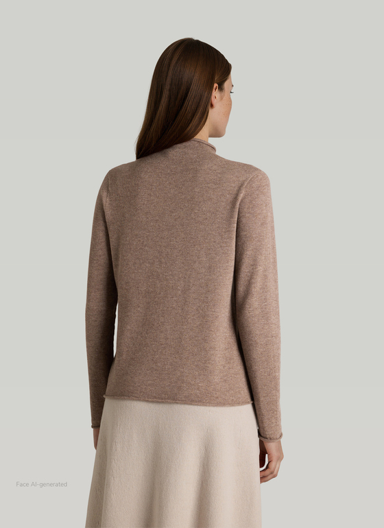 Pullover Stehkragen 1/1 Arm Taupe Grey Frontansicht