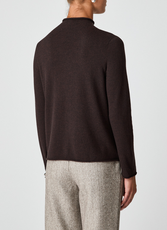 Pullover Stehkragen 1/1 Arm Dark Espresso Frontansicht
