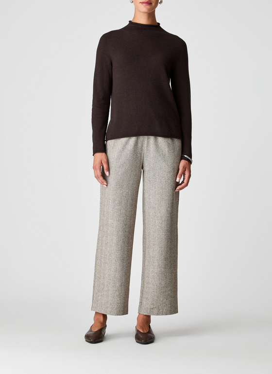 Pullover Stehkragen 1/1 Arm Dark Espresso Frontansicht