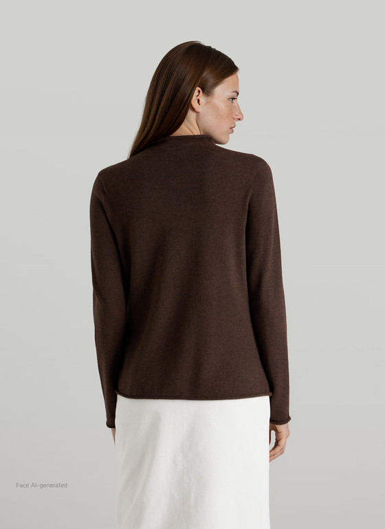 Pullover Stehkragen 1/1 Arm Dark Coffee Frontansicht