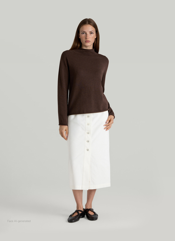 Pullover Stehkragen 1/1 Arm Dark Coffee Frontansicht
