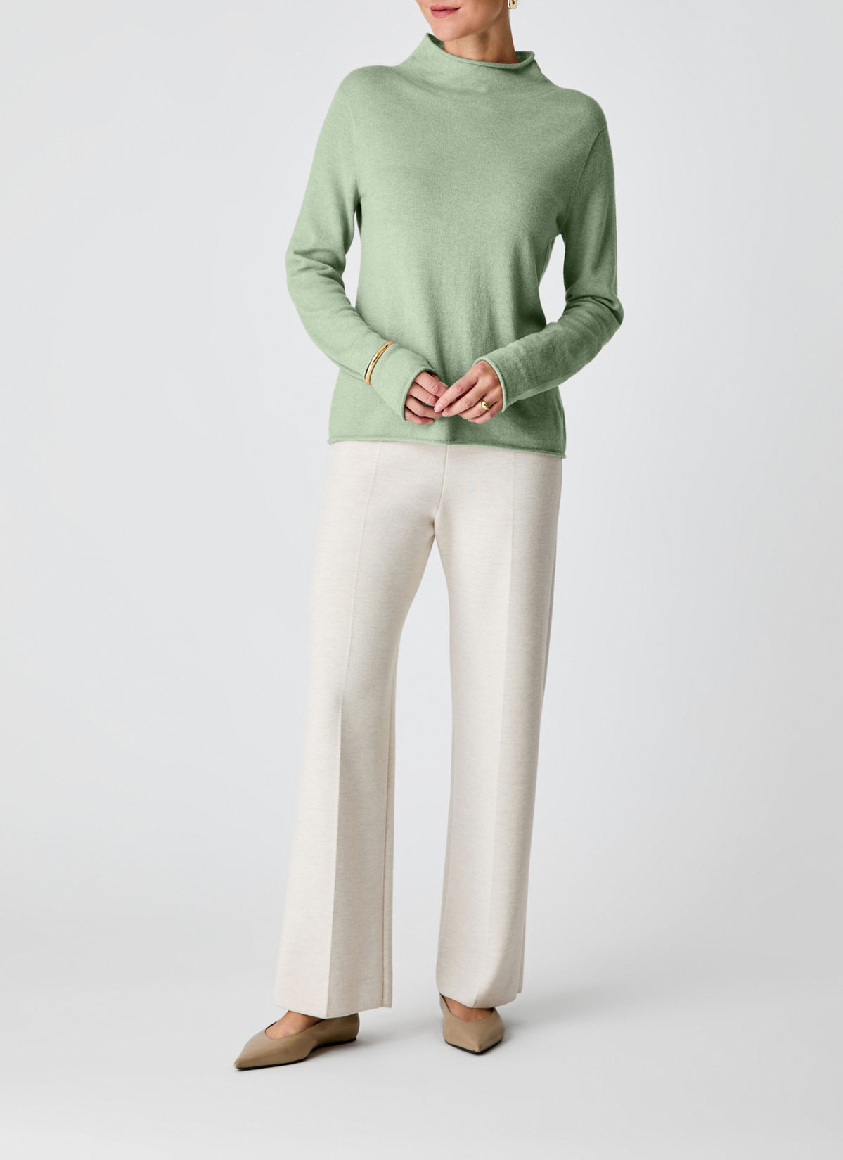 Pullover Stehkragen 1/1 Arm, Matcha Tea Detailansicht 1