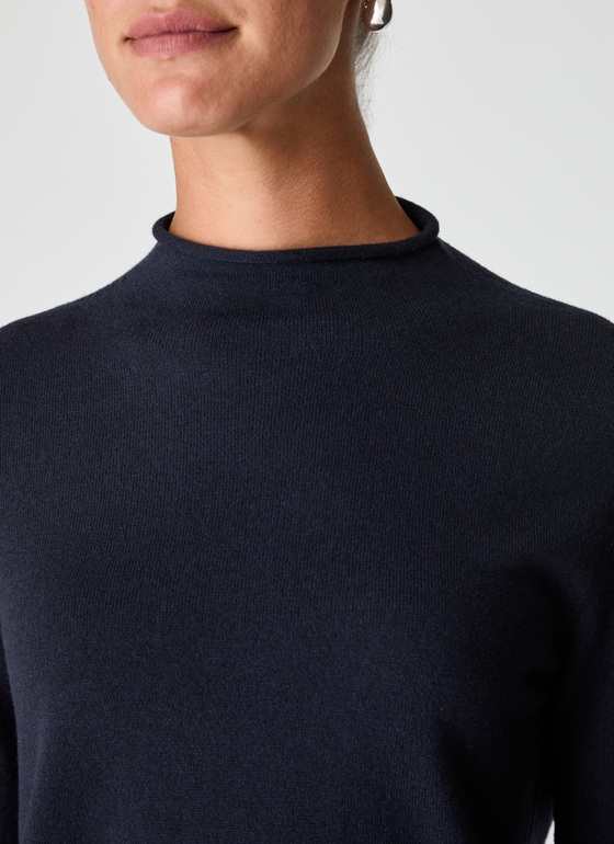 Pullover Stehkragen 1/1 Arm Navy Frontansicht