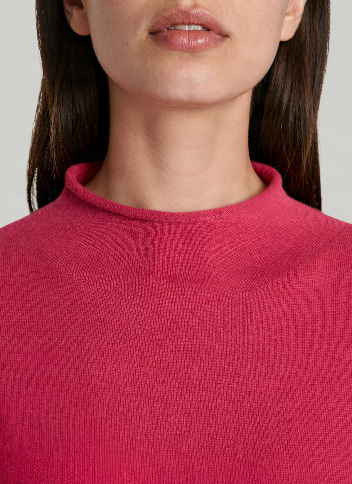 Pullover Stehkragen 1/1 Arm, Peony Red Detailansicht 1
