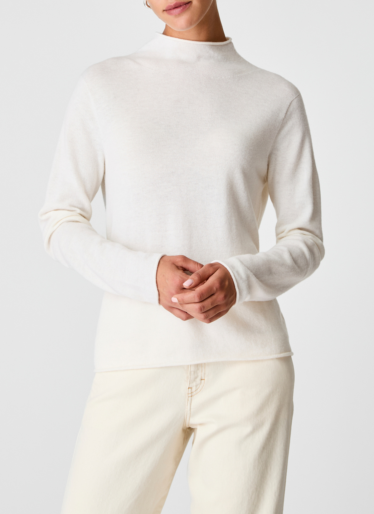 Pullover Stehkragen 1/1 Arm, New White Detailansicht 1