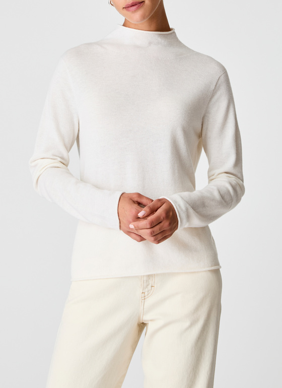 Pullover Stehkragen 1/1 Arm New White Frontansicht