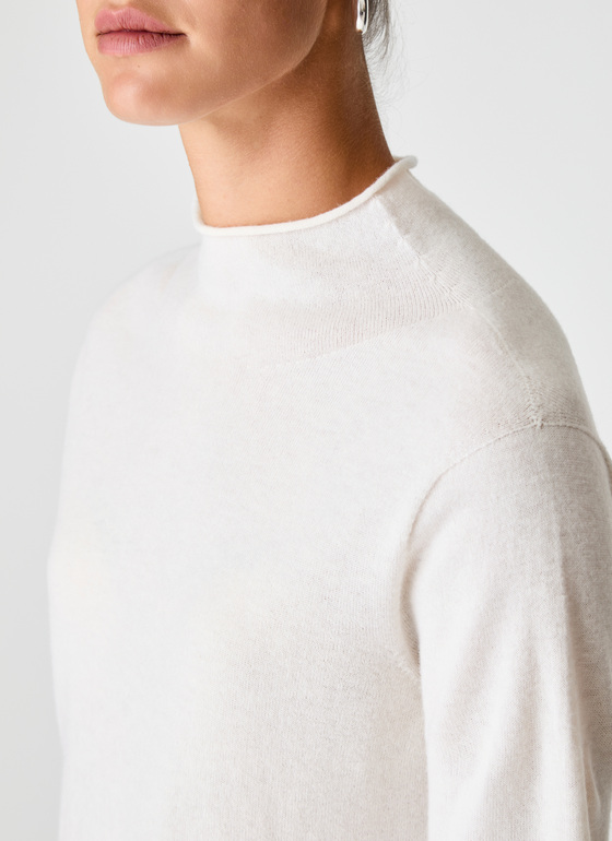 Pullover Stehkragen 1/1 Arm New White Frontansicht