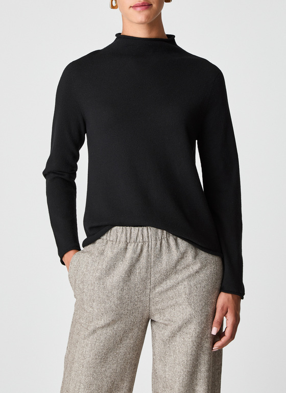Pullover Stehkragen 1/1 Arm Black Frontansicht