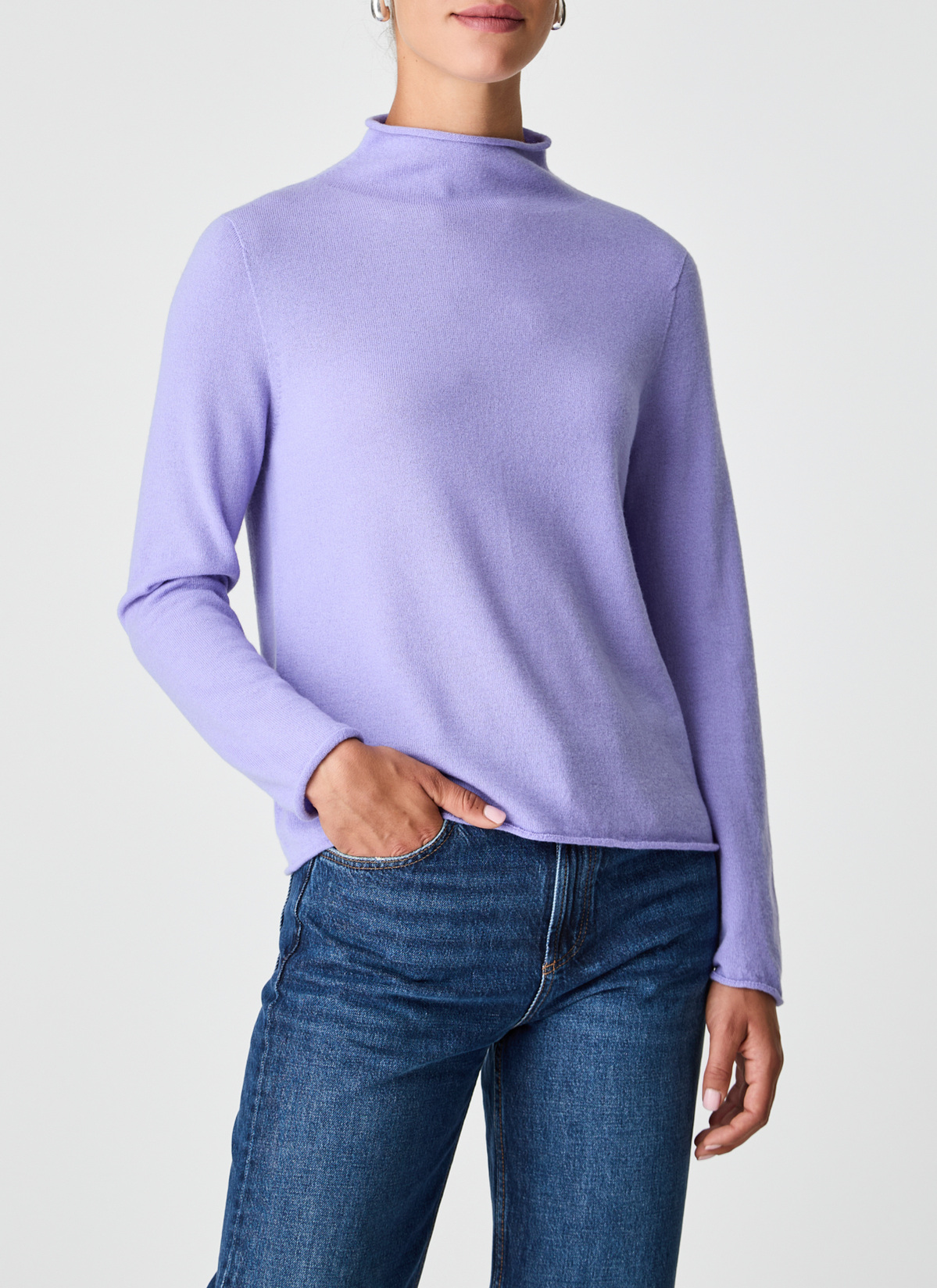 Pullover Stehkragen 1/1 Arm, Frosted Lavender Frontansicht