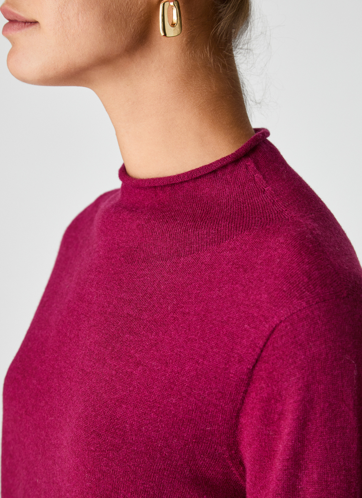 Pullover Stehkragen 1/1 Arm, Bordeaux Detailansicht 1