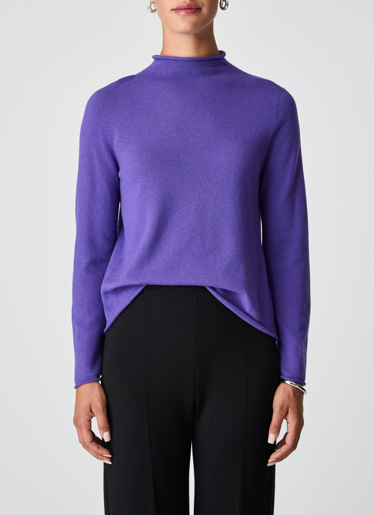 Pullover Stehkragen 1/1 Arm, Mythical Violet Frontansicht