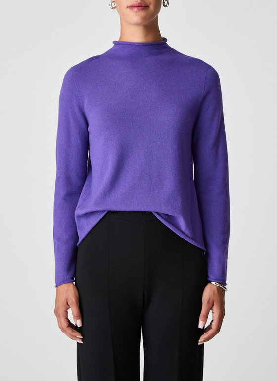 Pullover Stehkragen 1/1 Arm Mythical Violet Frontansicht