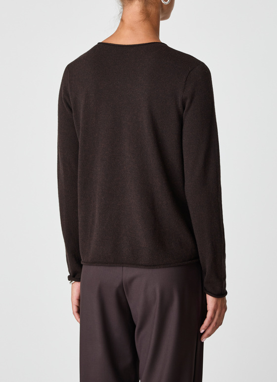 Pullover Rundhals 1/1 Arm Dark Espresso Frontansicht