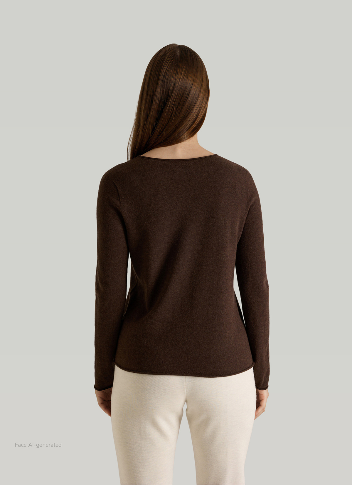 Pullover Rundhals 1/1 Arm, Dark Coffee Rückansicht