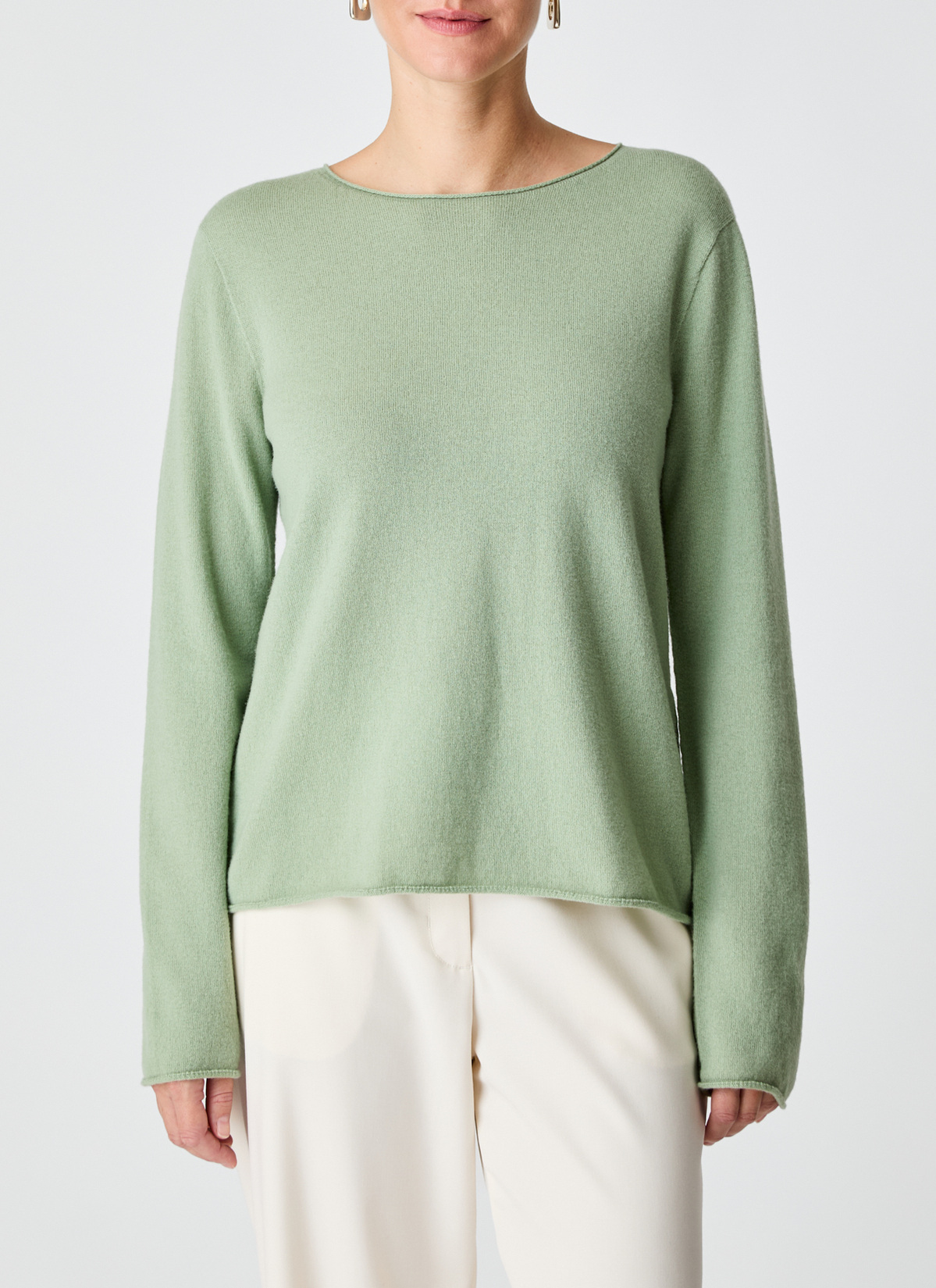 Pullover Rundhals 1/1 Arm, Matcha Tea Frontansicht