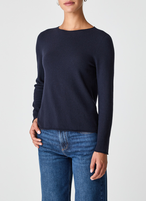 Pullover Rundhals 1/1 Arm Navy Frontansicht