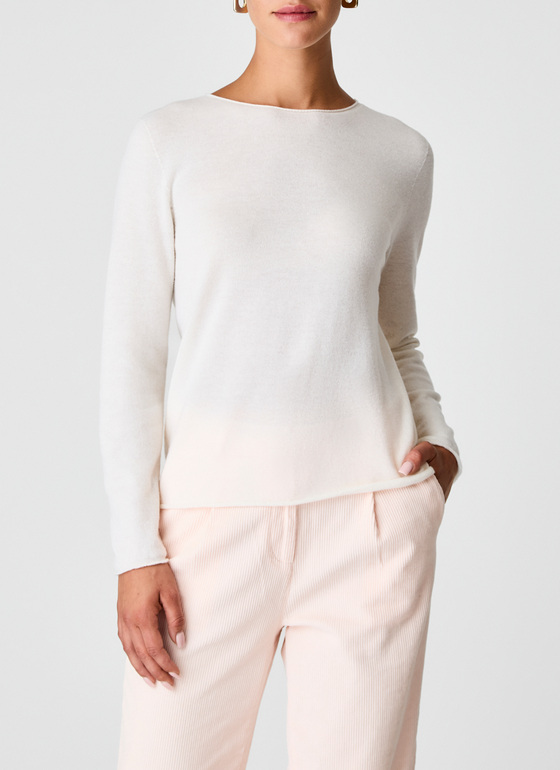 Pullover Rundhals 1/1 Arm New White Frontansicht