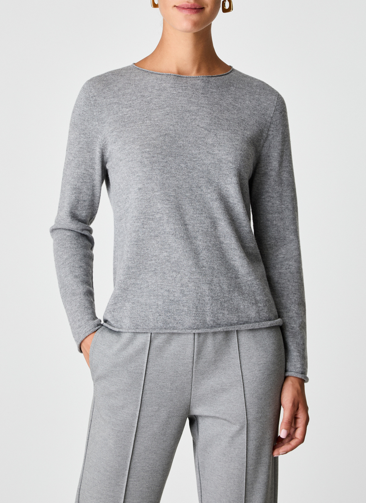 Pullover Rundhals 1/1 Arm, Granite Grey Frontansicht