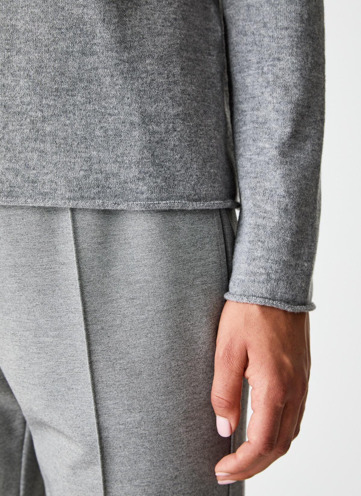 Pullover Rundhals 1/1 Arm, Granite Grey Detailansicht 1