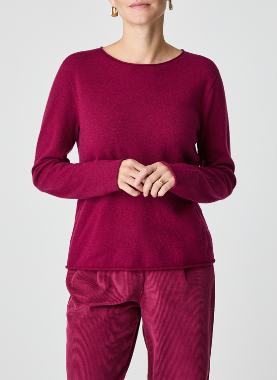Pullover Rundhals 1/1 Arm Bordeaux Frontansicht