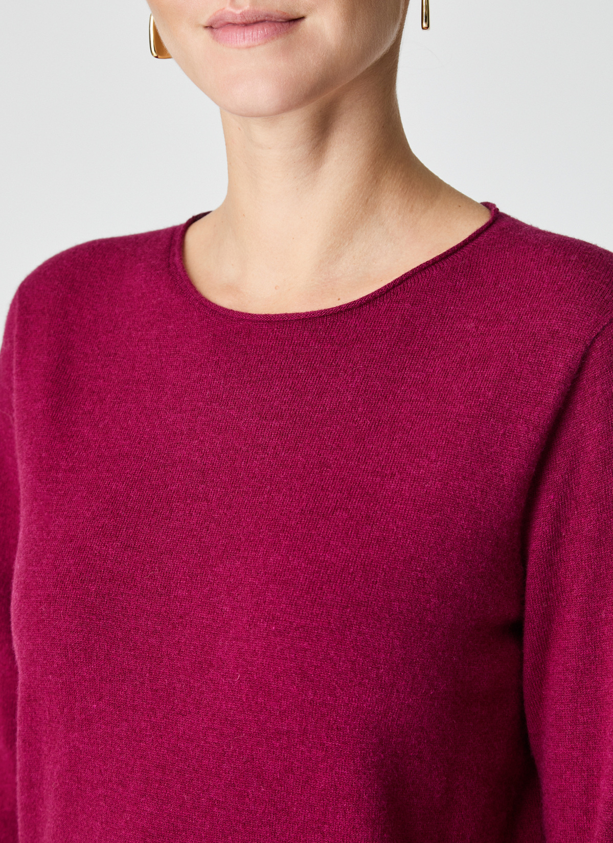 Pullover Rundhals 1/1 Arm, Bordeaux Detailansicht 1
